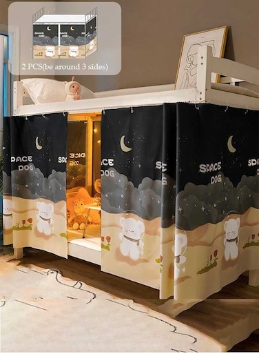 Bunk Bed Privacy Curtains - 2 Panels, Breathable &amp; Blackout Dorm Canopy for Single Bed   Dustproof &amp; Light Blocking for Loft or Bottom Bunk