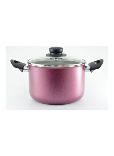 Non-Stick Dutch Pot And Glass Lid Pink 22cm