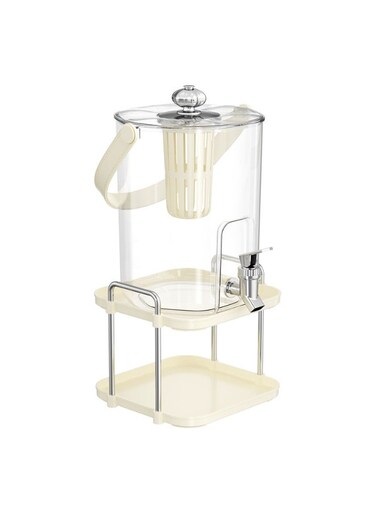 5L Plastic Drink Dispenser with Spigot &amp; Filter - Leak-Proof Beverage Jar for Fridge, Countertop Iced Tea &amp; Lemonade, Includes Serving Rack