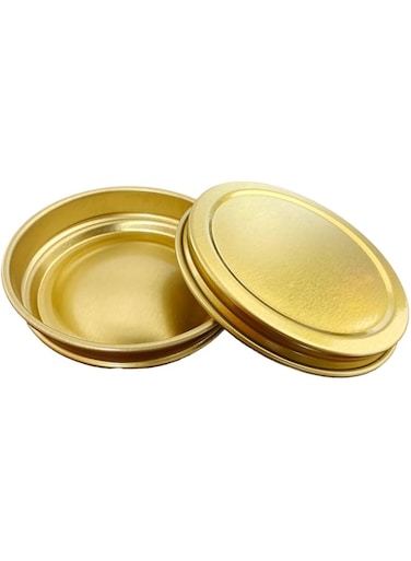 Home Smart Caviar Tin Metal Jar with Screw Lid Set of 10 Pcs Round Tin Empty Storage Containers in Gold (30 g)