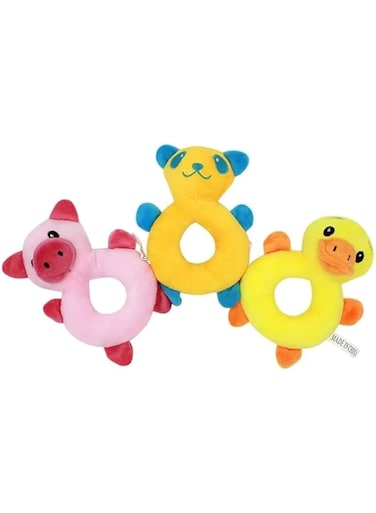 Plush Pet Squeakz Piggy/Racoon/Ducky Dog Toy - Multicolor - 1pc