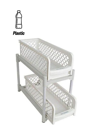 Tier Portable Basket Drawers Bathroom Kitchen Space Saving Storage Containers White 7.5x14.25cm