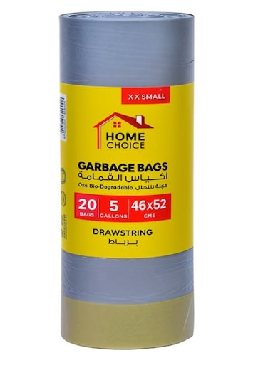 CHOICE Biodegradable Drawstring Trash Bags &acirc;&euro;&ldquo; 5 Gallons (46 x 52 cm), XX-Small, 20 Bags) &acirc;&euro;&ldquo; Kitchen, Bathroom &amp; Office Garbage Bags with Ribbon Tie