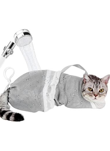 FDTY Cat Bathing Bag Adjustable Cat Grooming Net Bag Anti-bite &amp; Anti-Scratch Cat Bath Washing Restraint Bag, Breathable Mesh Cat Grooming Bag for Shower, Nail Trimming, Injection