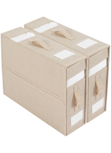 Sheet Cube Bed Sheet Set Organizer 2 Pack,Foldable Storage Box for Duvet Cover Set,Linen Closet Organizer for Bedding Clothes Blankets.(Beige)
