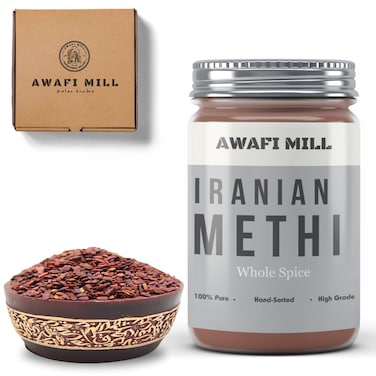 AWAFI MILL Iranian Methi - Premium Brown Fenugreek Seeds - Rich Flavor and Aroma - Versatile Culinary Ingredient - Authentic Middle Eastern Taste (Bottle of 50 gram / 1.7 Oz)