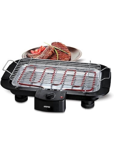 Geepas GBG877 Electric Barbecue Grill 2000W - Table Grill, Auto-Thermostat Control with Overheat Protection - Space Saving, Detachable Heating Element - 2 Years Warranty