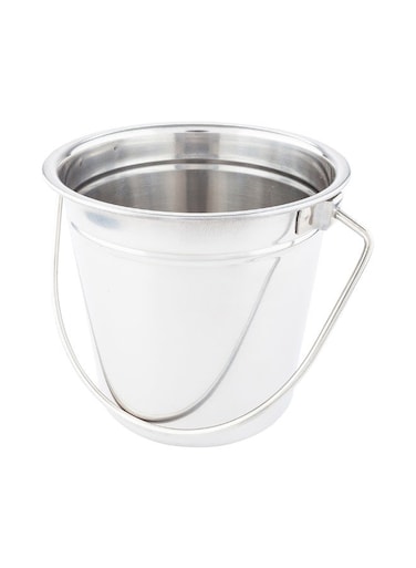 28 Ounce Metal Bucket, 1 Round Silver Pail - With Handle, Food Safe, Silver Stainless Steel Large Metal Bucket, Smooth Finish, For Meals, Displays, Or Centerpieces