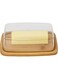SYOSI Bamboo Butter Dish With Dome Lid, Covered Butter Holder for Countertop, Airtight Butter Container with Cover, Butter Keeper Storage Perfect for West, East Coast Butter, Dishwasher Safe