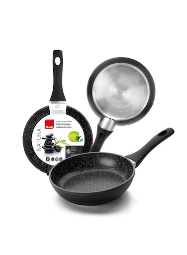 Natura Nonstick Frying Pan, Induction Compatible Aluminum Skillet, Stone Coating PFOA Free, Scratch Resistant, Durable Cookware, Even Heat Distribution, Energy Saving, Soft Grip Handle, Gas Electric Ceramic Cooktop Pan