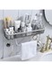 EZY LIFE Skincare Organizer For Bathroom Sink Countertop, Adhesive Bathroom Shelf, No Drilling Shower Caddy, Bathroom Organizer for Cosmetics Storage, Makeup Organiser, Toothbrush Holder &amp; Towel Bar