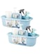 JiatuA Large Cleaning Supplies Organizer with Handle Portable Shower Caddy Basket Plastic Bucket Tool Storage for Bathroom, Bedroom, Kitchen, College Dorm, Under Sink, Garden, Blue 2 Pack
