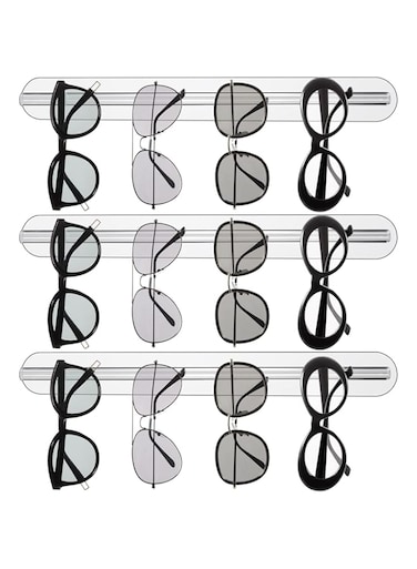 Flutesan 3 Pieces Sunglasses Storage Organizer Acrylic Wall Mounted Eyeglasses Holder Eyewear Display Rack Sunglasses Holder Display Stand Hanging Rack for Entryway Living Room Bedroom (Clear)