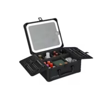 Tradeo Portable Makeup Vanity Box with LED Mirror, Storage Organizer Travel Cosmetic Case Kit