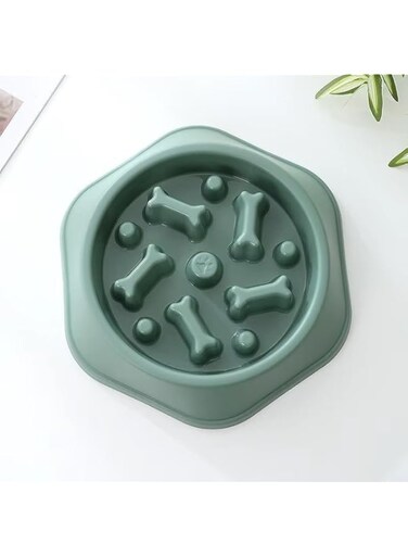 Dog Slow Feeder Bowl, Non-Slip Puzzle Bowls, Interactive, Anti-Choking Food Dishes for Pet (Green, 23.5 * 18.5 * 5cm)