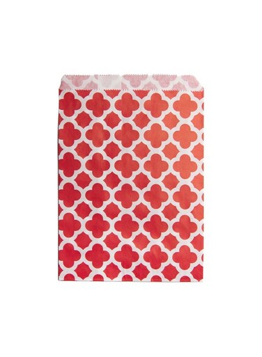 7 x 5 Inch Cookie Bags, 100 Paper Treat Bags - Use As Party Favors Or Candy Bags, Red With Asian Monogram Paper Food Bags For Baked Goods, For Buffets Or Parties
