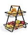 ECVV 2-Tier Countertop Fruit Basket Storage, Vegetable Rack Bread Display Stand for Kitchen, Black