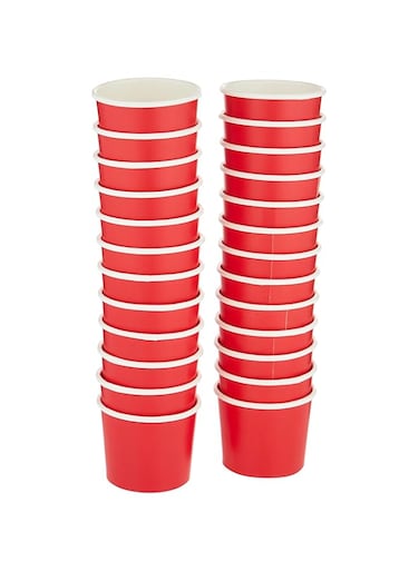 SNH Packing Disposable Double Wall Paper Coffee Cups 25-Pack, 4 oz Capacity, Red