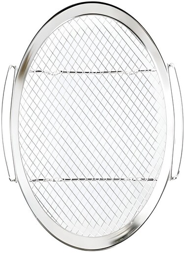 Stainless Steel Round Oil Plate Cooking Tool Fried Food Leakage Net Fry Cooking Strainer Metal for Deep Fry Strainer Onion Rings Fries Rack for French Fried Chicken Snack [23 x22 x2.5CM]