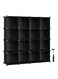 16-Cube Storage Unit, Shoe Rack, DIY Shelving System, Stackable Cubes, PP Plastic Shelf, Wardrobe, Closet Divider, for Bedroom, Office, 31 x 153 x 153 cm, Black