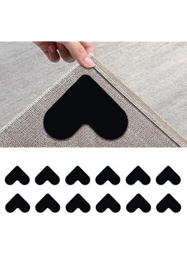 Generic 16 Pack Rug Gripper, Double Sided Non-Slip Rug Pads Rug Tape Stickers Washable Area Rug Pad Carpet Tape Corner Side Gripper for Hardwood Floors and Tile (Heart), RIV001