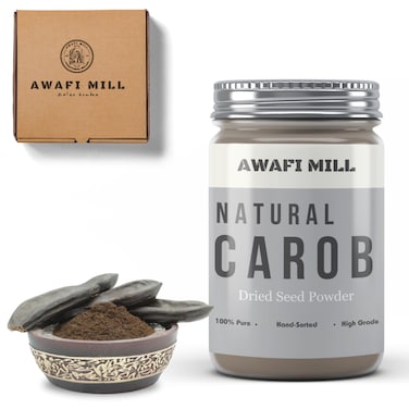 AWAFI MILL Carob Seed Powder - Premium Quality - Rich Cocoa Alternative - Nutrient-Packed Superfood - Natural Sweetness (Bottle of 50 gram / 1.7 Oz)