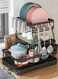3 Tier Dish Rack - Black Dish Drying Rack with Drain Board, Detachable Large Capacity Plates Storage Organizer for Kitchen