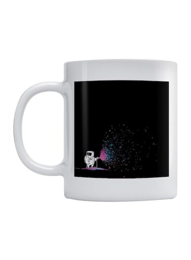 Astronaut Printed Ceramic Mug White/Black 350ml