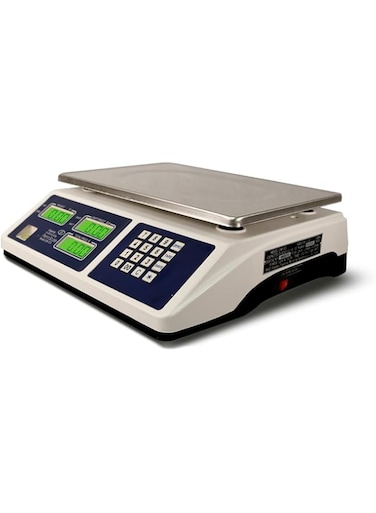Highly Efficient 66lb/30kg Digital Price Computing Scale for Commercial Use, Dual LCD Display, Stainless Steel Platform, Rechargeable Battery, Ideal for Fruits, Vegetables, Meat, and Produce