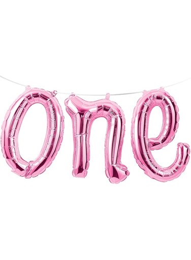 Creative Converting 1St Birthday One Balloon Banner, Pink,13" x 5',324817