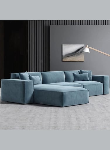 L Shape Luxury Sofa Set  Corner Sofa  Modern Design Furniture Sectional Couch Living Room Sofas (Turquoise)
