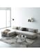 L-Shaped Sectional Sofa   Light Beige Velvet Upholstery   Wood Frame L Shape Sofa   Space-Saving Design with Interchangeable Chaise   Sleek &amp; Contemporary Living Room Furniture