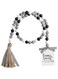 Elifel Farmhouse Plaid Wood Bead Garland with Tassel 40inch Hanging Decor Home Decorative Home Sign for Farmhouse Tiered Tray Wreath
