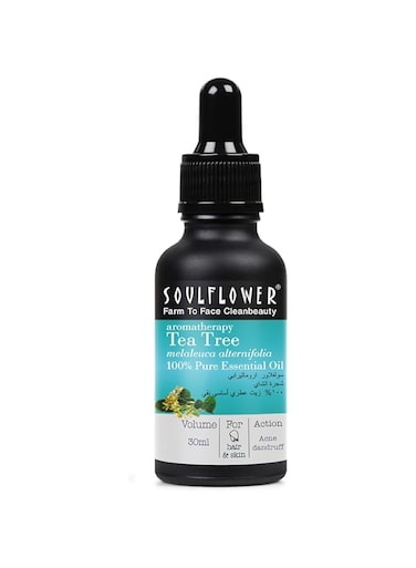 Soulflower Organic Tea Tree Essential Oil, Anti Dandruff, Anti Acne, 100% Pure, Natural, Vegan, Clinically Tested, Ecocert Cosmos Certified, 30 ml