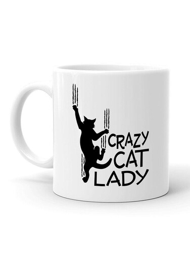 Your Wall Crazy Cat Lady Quotes Printed Ceramic Coffee Mug 325ml, Perfect Gifting by Spoil Your Wall