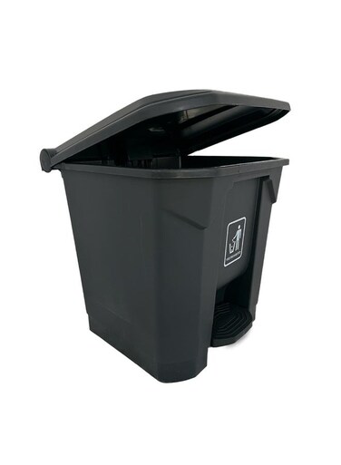 Garbage Trash Can with Centre Pedal, High Density Polyethylene (HDPE) Heavy-Duty Plastic Bins (BLACK, 30 Liters)
