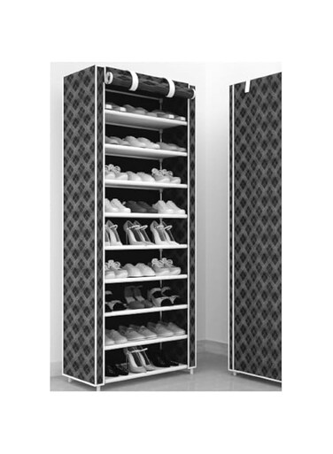Royalford 9 tiers Shoe rack Storage Box RF12426 Foldable Shoe rack Foldable Shoes Organizer Cover Shoe Cover rack Portable Shoe Stand Cabinet 60cm x 30cm x 160cm