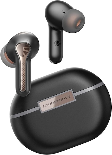 SoundPEATS Wireless Bluetooth Earbuds Capsule3 Pro, Hi-Res Audio Headphones with LDAC, Hybrid Active Noise Cancellation Earphones, 6 Mics, Transparency Mode, Game Mode, 52H Playtime with Case (Black)