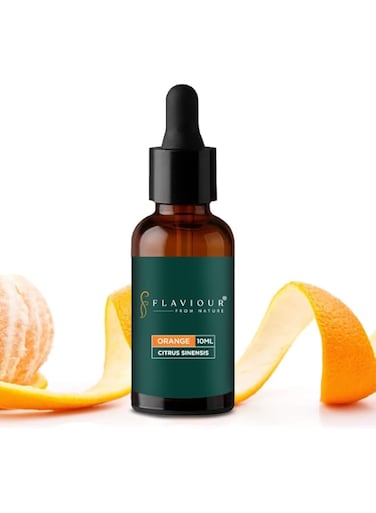 Flaviour Orange Essential Oil: 100% Pure &amp; Natural   for Skin Brightening, Aromatherapy   Perfect for Uplifting Mood &amp; Reducing Stress   Antioxidant &amp; Cleansing Properties   10ml (Pack of 1)