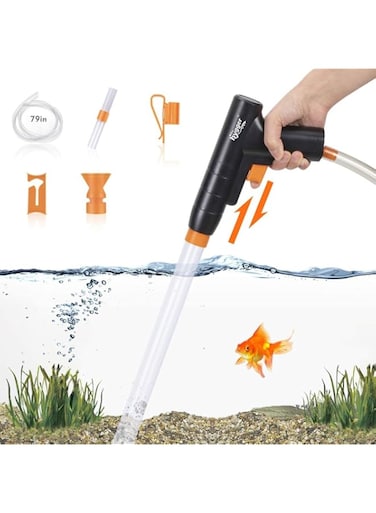 hygger Hand Grip Fish Tank Water Changer,New Quick Aquarium Gravel Cleaner with Air-Pressing Button Aquarium Siphon Vacuum Cleaner with Water Hose Controller Clamp