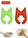 2 Pcs Silicone Pot Holders, Adjustable Kitchen Silicone Spoon Rest, Anti-Slip Spatula Pot Spoon Holder (Green, Red)