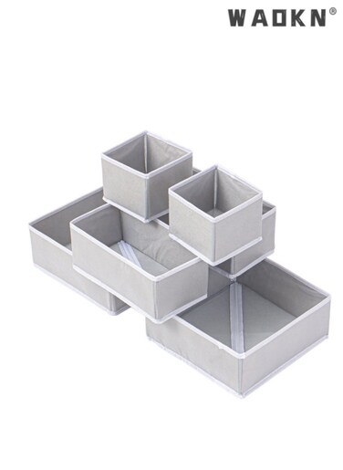 6-Piece Expanded Drawer Organizer Set: Versatile Foldable Closet Solution with Underwear Baskets &amp; Cubes for Maximum Clothing Storage &amp; Organization