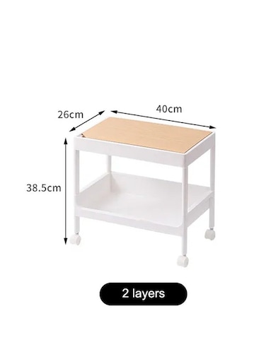 2 Layers Kitchen and Bedroom Storage Rack and Drawer with Wheels