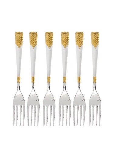 6pcs Table Fork RF11950 19.5cm, Stylish and Light-Weight, 100% Food-Grade, Stainless Steel Assorted Design Sets silver