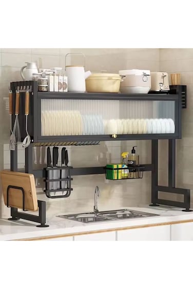 Large Capacity Organization Kitchen Sink Storage Shelf Dish Draining Rack