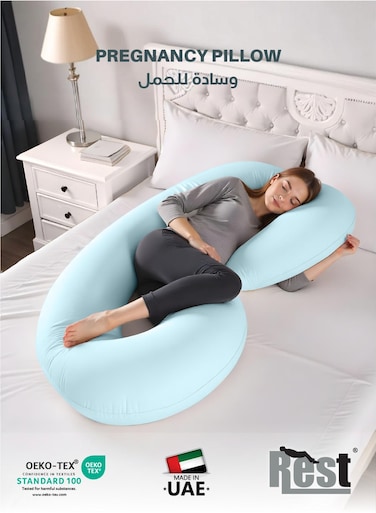 Pregnancy Pillow 80 X 130 cm Extra Smooth Blue Maternity Full Body Pillow For Pregnant Women for Back , Hip , Neck and Knee Support