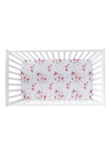 Baby Cot/Crib Fitted Sheet, Blush Rose, 100% Cotton Muslin, Soft &amp; Breathable, Includes 1 Fitted Sheet, Size Up to 70x140 cm