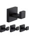 LGSFTBFS 4 Pack Matte Black Towel Hooks, SUS304 Stainless Steel Square Clothes Robe Hooks Hanger, Heavy Duty Bathroom Hook Coat Hooks for Bathroom Livingroom Hotel Kitchen Garage, Wall Mounted