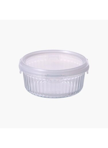 Wave Lock Round Glass Food Container With Lid, Multicolour 950 ml