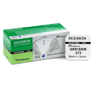 Seizaiken Seiko 373 / SR916SW Silver Oxide 1.55V Batteries - 10 Pieces